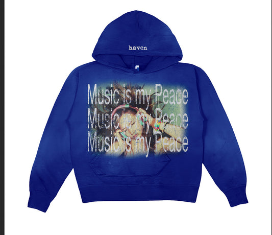 Blue “Music is my peace” Hoodie