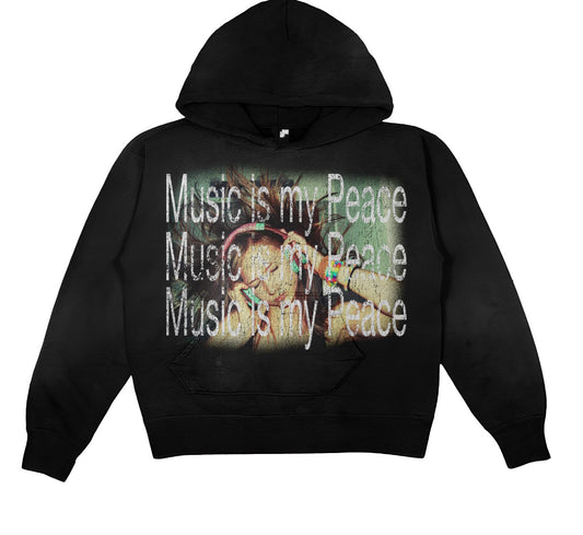 Black “Music is my Peace” Hoodie